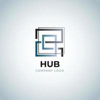 flat hub logo design template vector