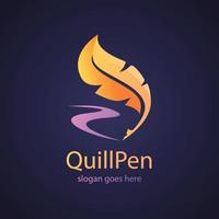 gradient quill pen logo template design vector