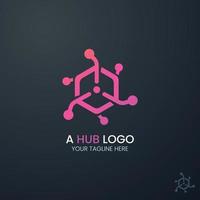 flat hub logo design template vector