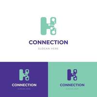 flat hub logo design template vector