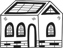 casa dibujada a mano con ilustración solar vector
