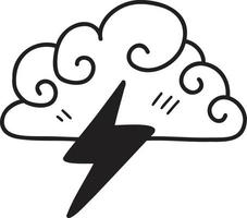 Hand Drawn lightning and clouds illustration vector