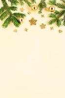 Christmas background with Christmas decorations and gold stars. photo