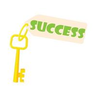 Key to success icon, cartoon style vector