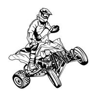 ATV Moto Rider Black and White vector