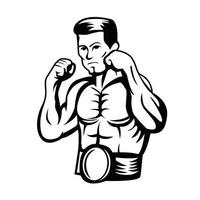 Boxer Black and White Illustration vector