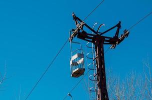 Old cable car in Dnepropetrovsk. Cableway equipment and mechanisms. photo