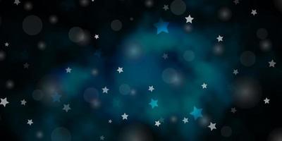 Dark BLUE vector layout with circles, stars.