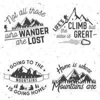 Set of Mountains related typographic quote. vector