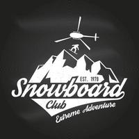 club de snowboard ilustración vectorial concepto de camiseta o logotipo, estampado, sello o camiseta. vector