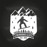 club de snowboard ilustración vectorial concepto de camiseta o logotipo, estampado, sello o camiseta. vector