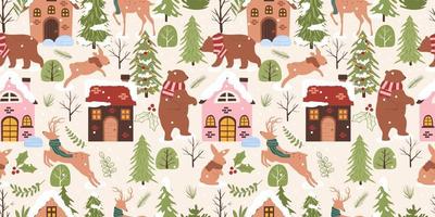 Winter and Christmas Themed Seamless Pattern vector