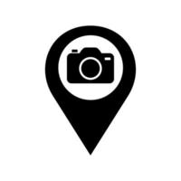 camera location with map pointer icon vector