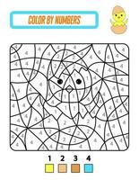 colorear por números con pollo. un juego de rompecabezas para la educación infantil y actividades al aire libre. vector