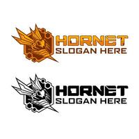 Hornet Sting robot logo design vector