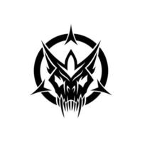 Ilustración de vector de diseño de logotipo de círculo de cráneo de demonio