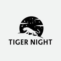 plantilla de ilustración de diseño de logotipo de vector de noche de tigre