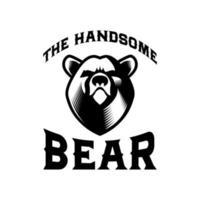 The Hendsome bear logo design template vector