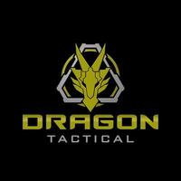 Dragon Head military tactical logo design illustration Template vector