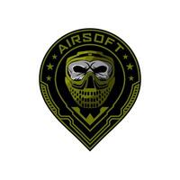 casco del cráneo del logotipo del equipo de airsoft vector