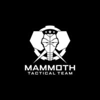 Tactical Target Black and White Mammoth Elephant  logo in Cyrcle vector template for military tactical armory logo design