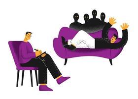 Psychotherapy, problem solving, work with fears. flat vector illustration