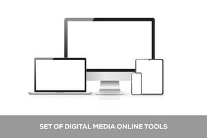 Set of digital media tools. EPS 10 Vector