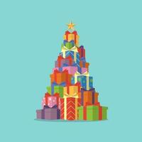 cajas de regalo de árbol de navidad vector