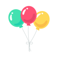ballons colorés attachés avec de la ficelle pour la fête d'anniversaire des enfants png