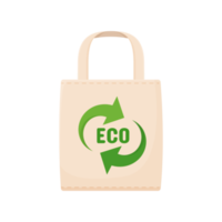 icona della borsa ecologica. una borsa verde per oggetti di carta invece che di plastica. concetto di riutilizzo png