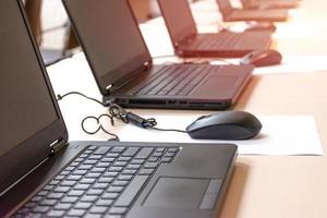 laptop arranging rows in the training room photo