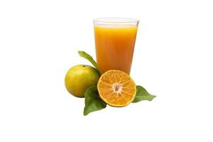 Orange juice in glass and fresh citrus around with clipping path photo