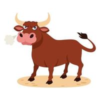 Cartoon Illustration Of A Bull vector
