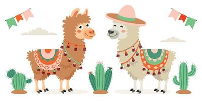 Cartoon Illustration Of A Llama vector