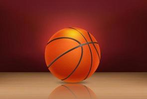 pelota de baloncesto en un parquet. ilustración vectorial 3d vector