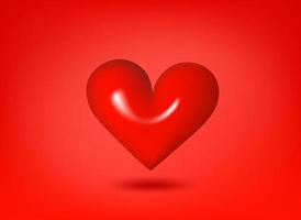 Red heart on red background. 3d vector illustration