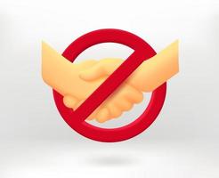 No hands shake with shaking hands icon. 3d vector illustration