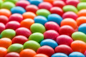 Texture-background of multicolored candies. Colors of the rainbow close-up, texture and repeating of the dragee photo