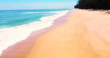 Luftaufnahme von Meer und Sandstrand. schöne draufsicht auf sandstrand. perfekt für urlaubssommerhintergrund, tropisches ziel. Phuket Strand Meersand video