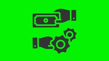 Compensation animated solid icon isolated on green screen. 4k video motion graphic animation to business, finance, industry, economy, company, apps, web and all project