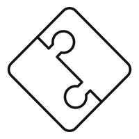 Half part puzzle icon, outline style vector