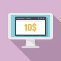 Monitor crowdfunding icon, flat style vector