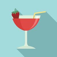 Strawberry cocktail icon, flat style vector