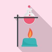 Boiling flask under fire icon, flat style vector