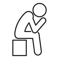 Lonely sad man icon, outline style vector