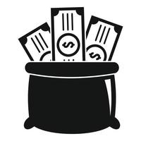 Money bag cash icon, simple style vector