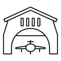 icono de hangar del aeropuerto, estilo de contorno vector