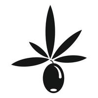 Olive with leaf icon, simple style vector