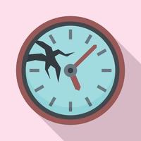 Broken wall clock icon, flat style vector