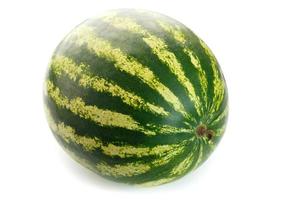 Watermelon with striped peel on a white isolated background. Variety of Red Watermelon photo